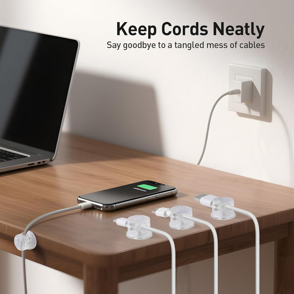 8 Pack Magnetic Cable Clips, Upgraded 360° Rotatable Cord Holder Clips for Nightstand, Desk Cord Organizer Adhesive