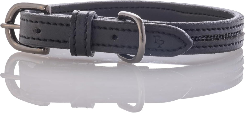 Roxy - The Crystal Bling Collar, Durable Vegan Leather with Brass & Crystals Pet Collars, Small, Medium, Large