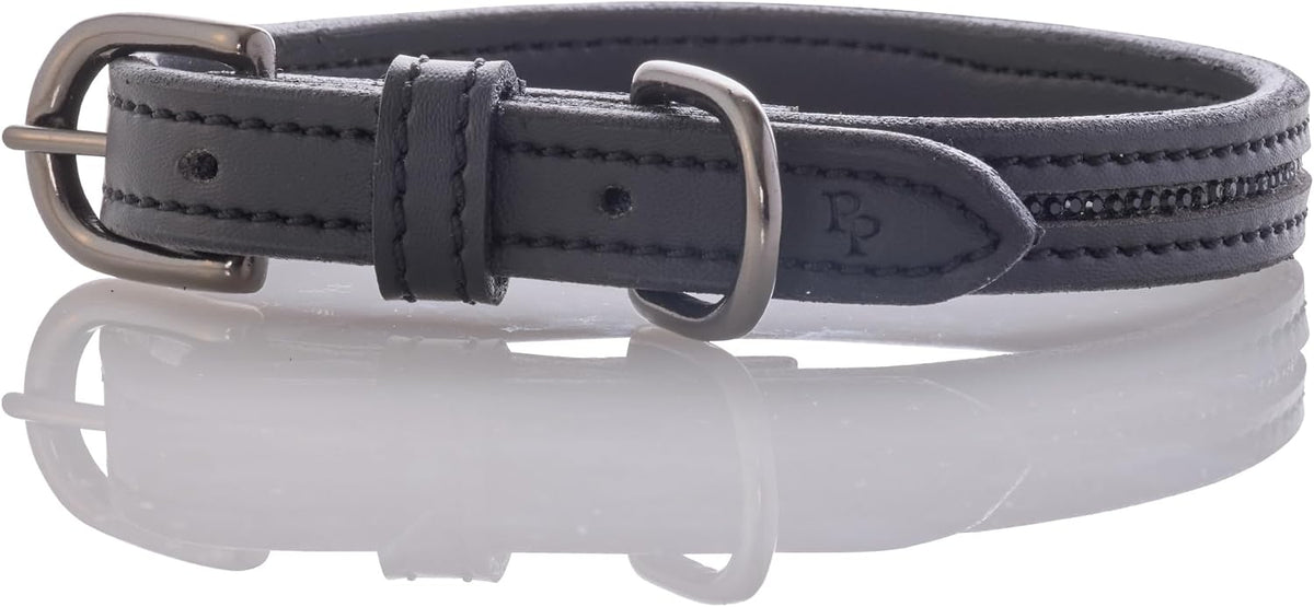 Roxy - The Crystal Bling Collar, Durable Vegan Leather with Brass & Crystals Pet Collars, Small, Medium, Large