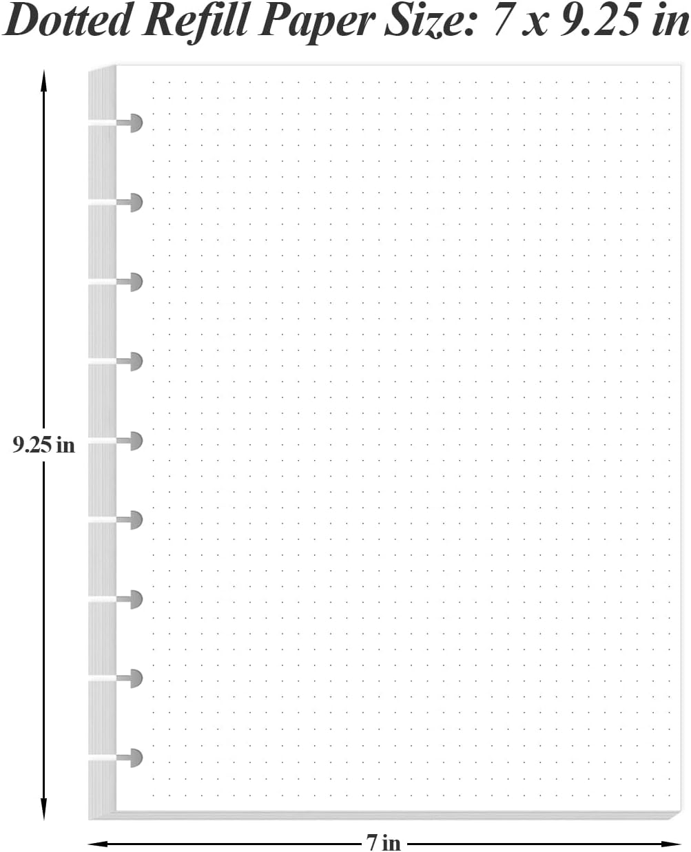 Classic Size Discbound Dotted Grid Refill Paper, 9-Disc Discbound Pre-punched Happy Planner Inserts