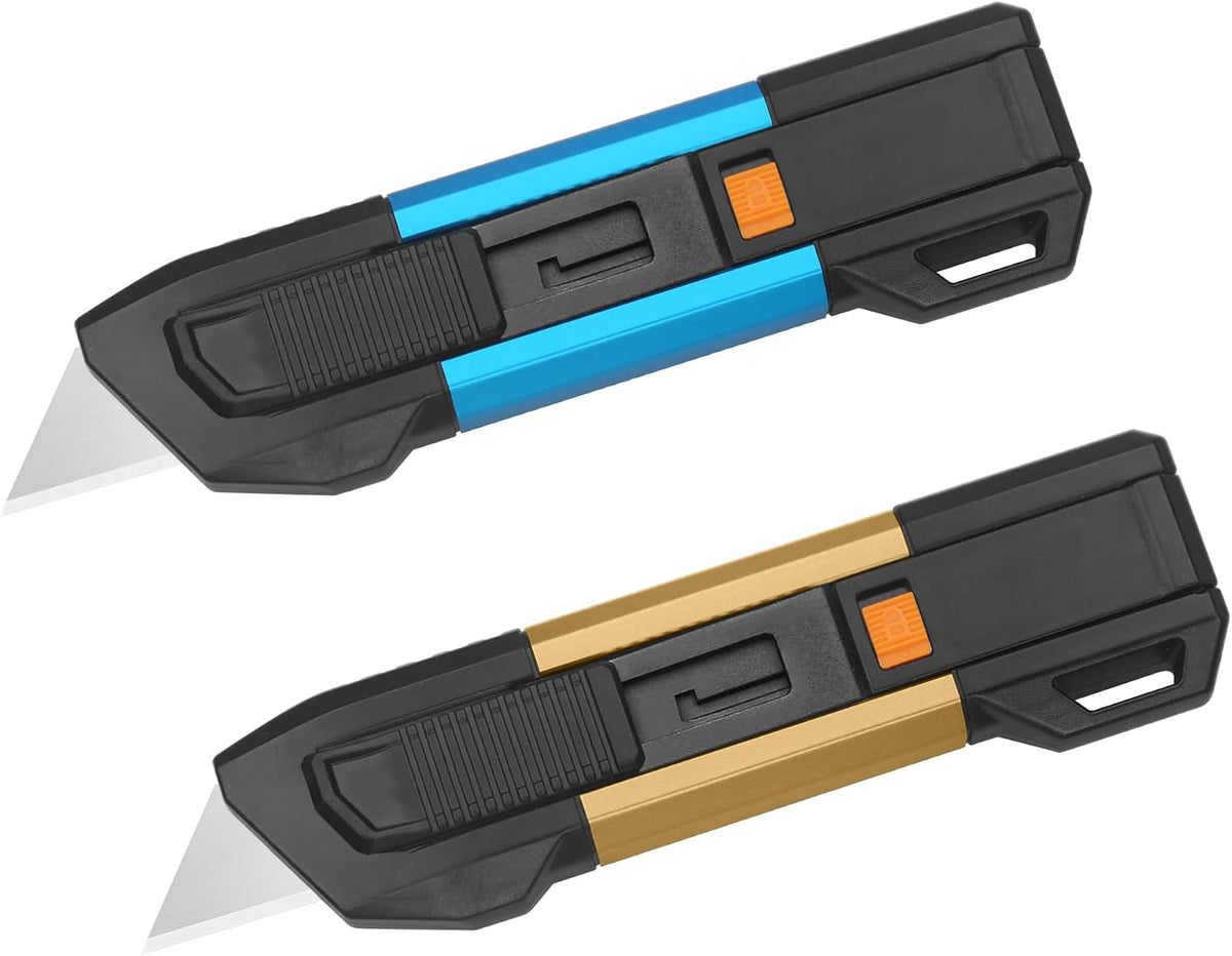 Auto-retractable Safety Box Cutter, Lightweight Safety Knife with Self-retracting, 2-Pack