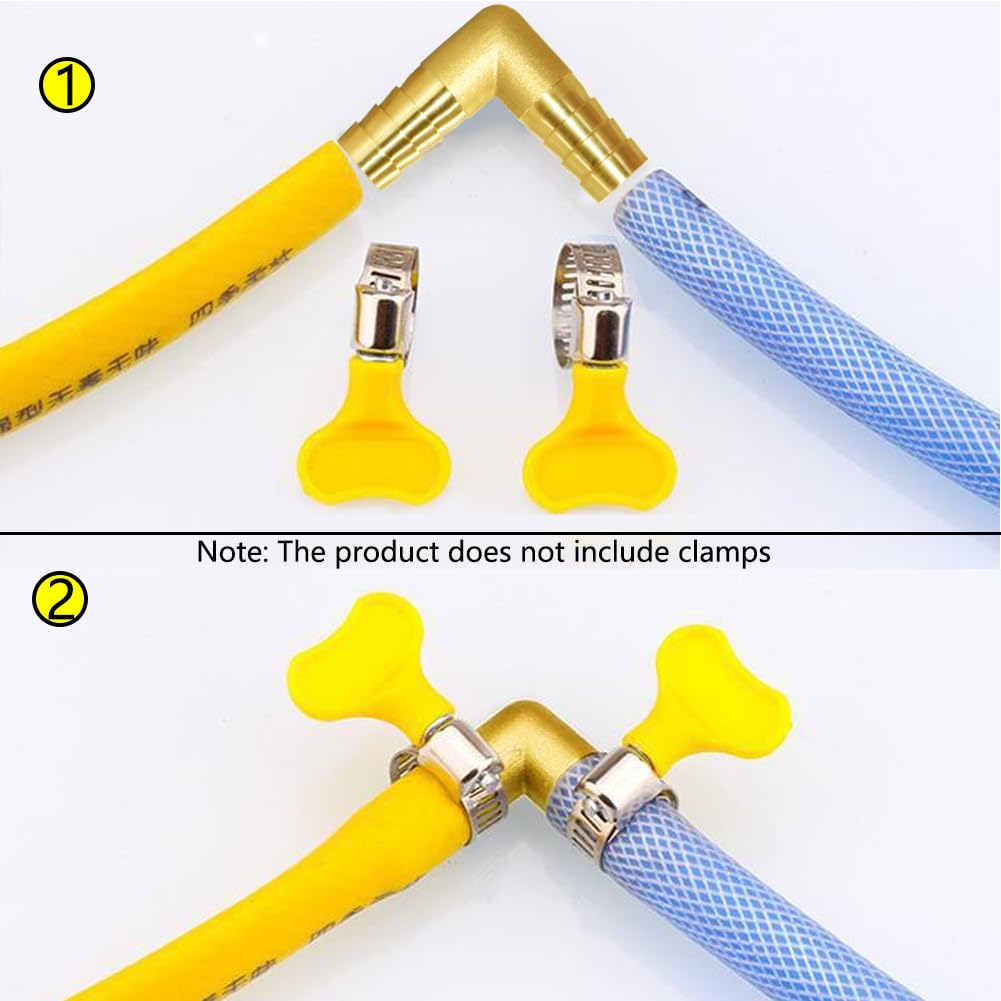 Joywayus 5PCS 1/2" Hose Barb Fitting Brass 90 Degree L Right Angle Elbow