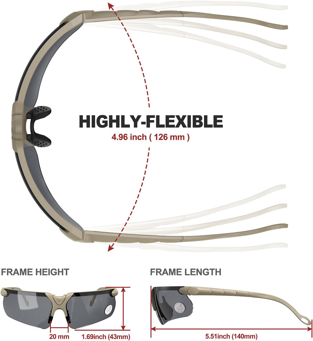 Shooting Glasses with Case-Safety Glasses Anti Fog | Z87.1 Certificated Impact Resistance Safety Glasses for Hunting