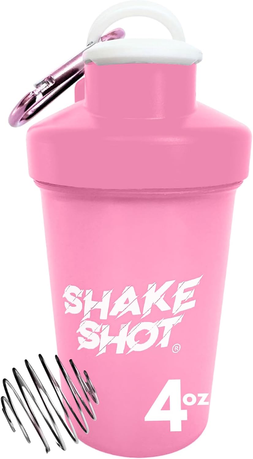 Pink 4oz Mini Shaker Bottle for Pre Workout & Creatine Powder | Pre Workout, Creatine Powder, Clip and Shaker Ball