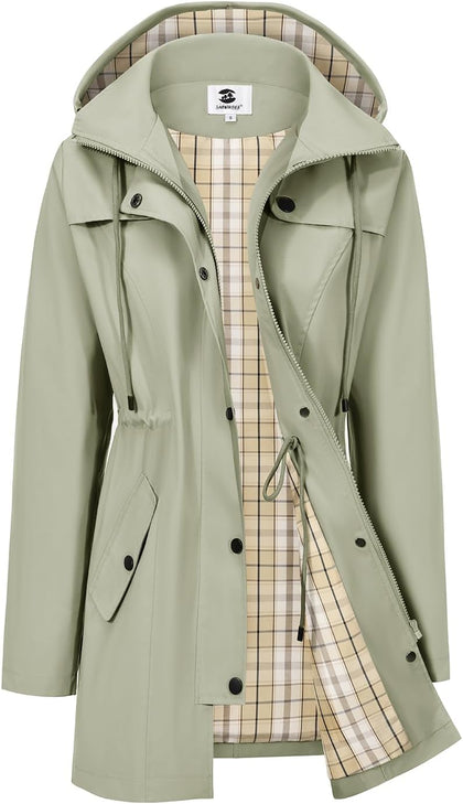 Women's Rain Jacket Waterproof Rain Coat with Hood Outdoor