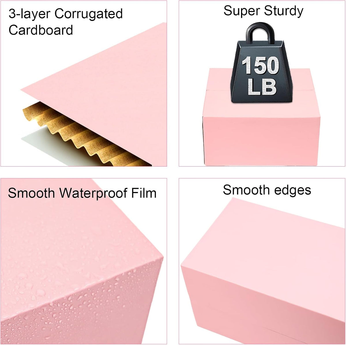11x6x6 Inches Shipping Boxes Medium, 30 Pack Corrugated Cardboard Boxes, Pink Mailing Boxes for Small Business Packaging