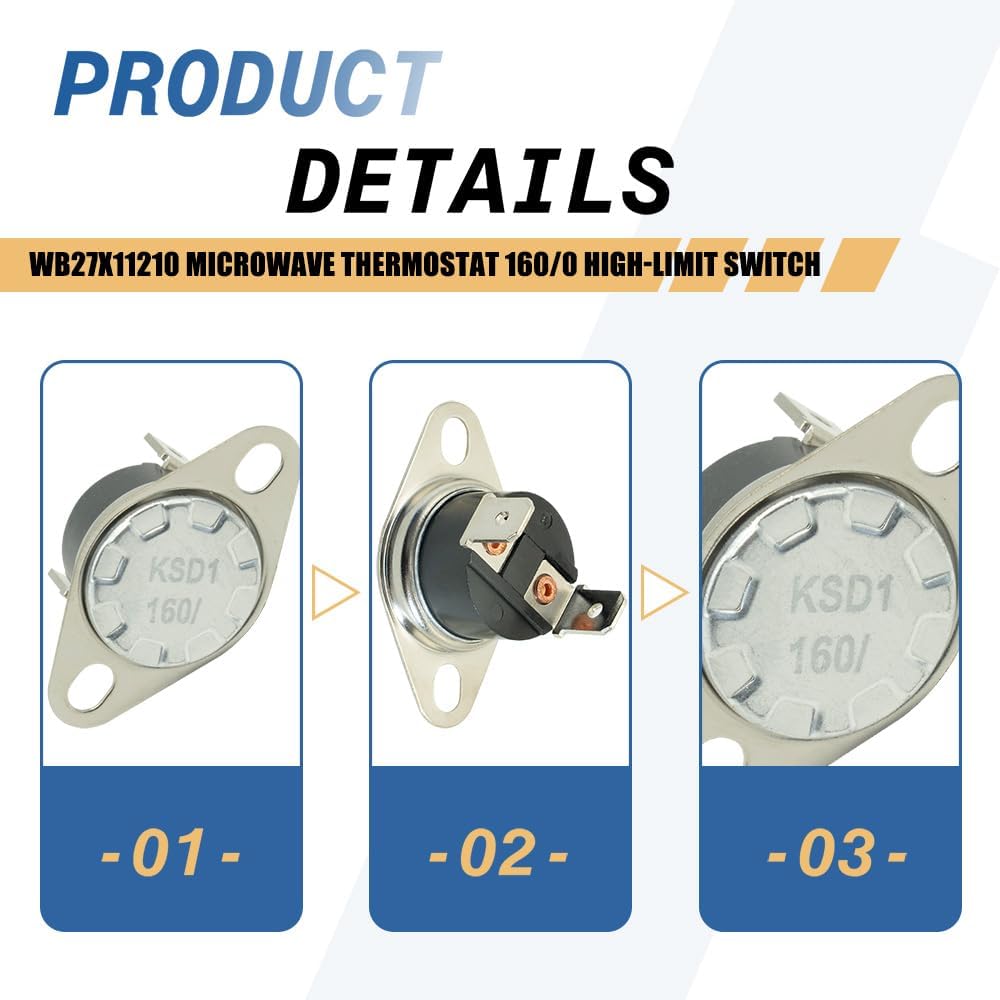 WB27X11210 Microwave Thermostat 160/0 High-Limit Switch Compatible with GE Hotpoint Replacements 3026291 AP5803553 PS8767141 EAP8767141