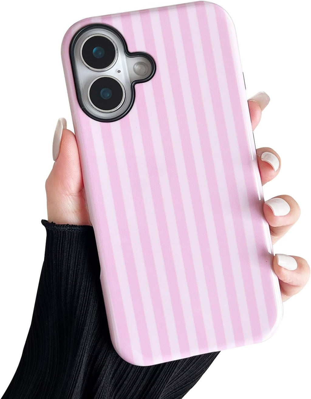 Compatible with iPhone 16 Case, Cute Fashion Aesthetic Striped Pattern Cover for Women, Shockproof Soft TPU and Hard