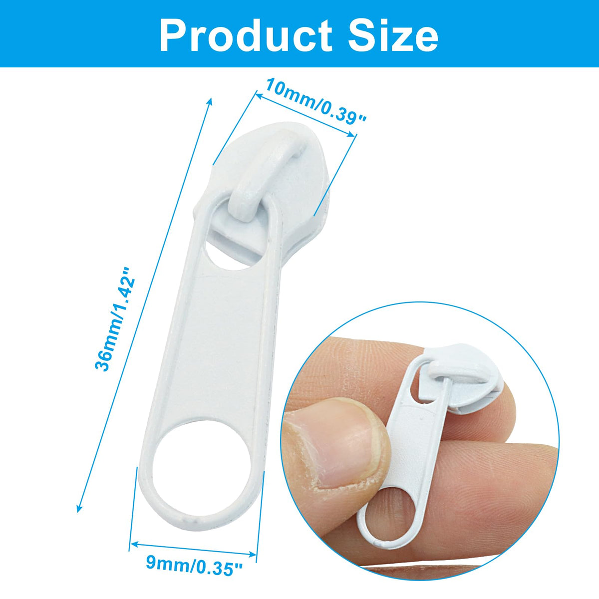 100 Pack #5 Zipper Sliders Replacement, White