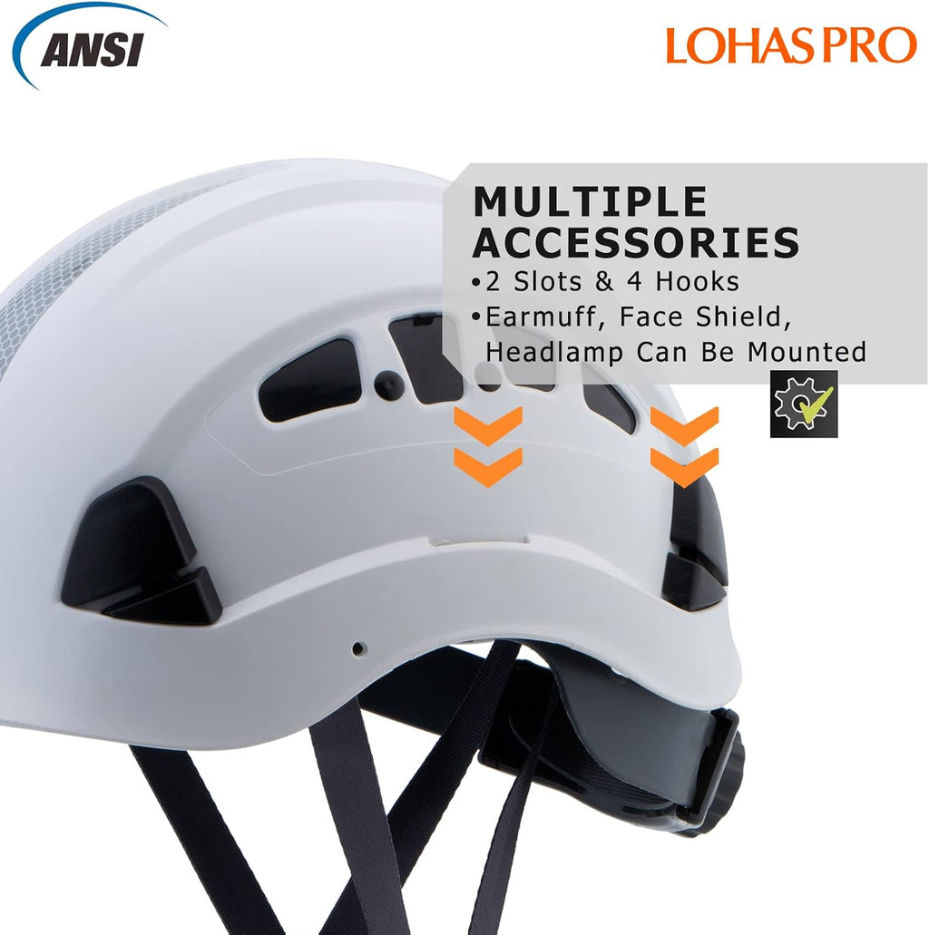 Hard Hats Construction Safety Helmet ANSI Z89.1 Approved OSHA Hardhat, LOHASPRO Vented Men Worker White Hard Hat with