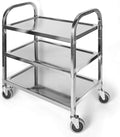 3 Tier Kitchen Rolling Cart, Stainless Steel, L30 x W16 x H33 Inch