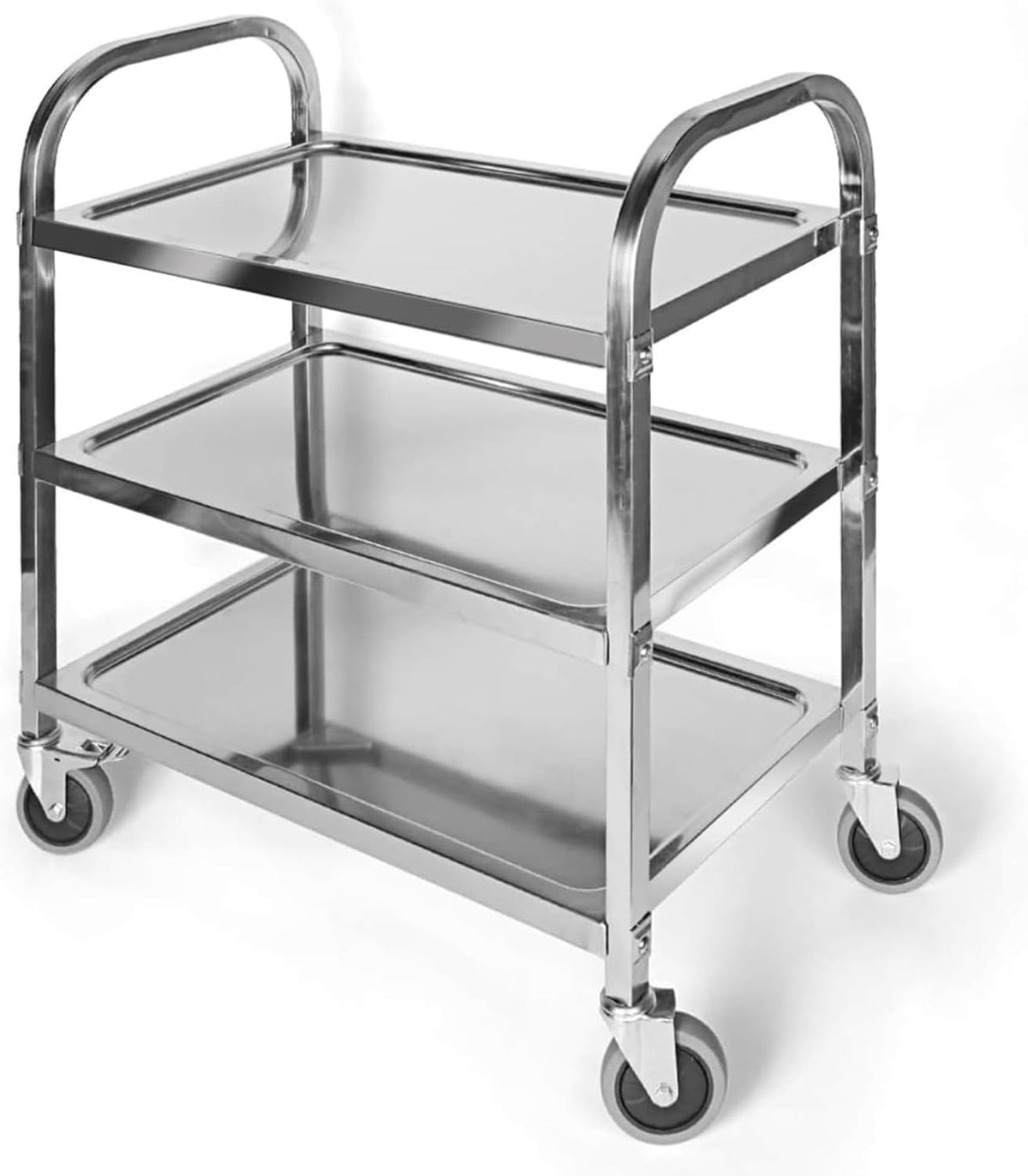 3 Tier Kitchen Rolling Cart, Stainless Steel, L30 x W16 x H33 Inch