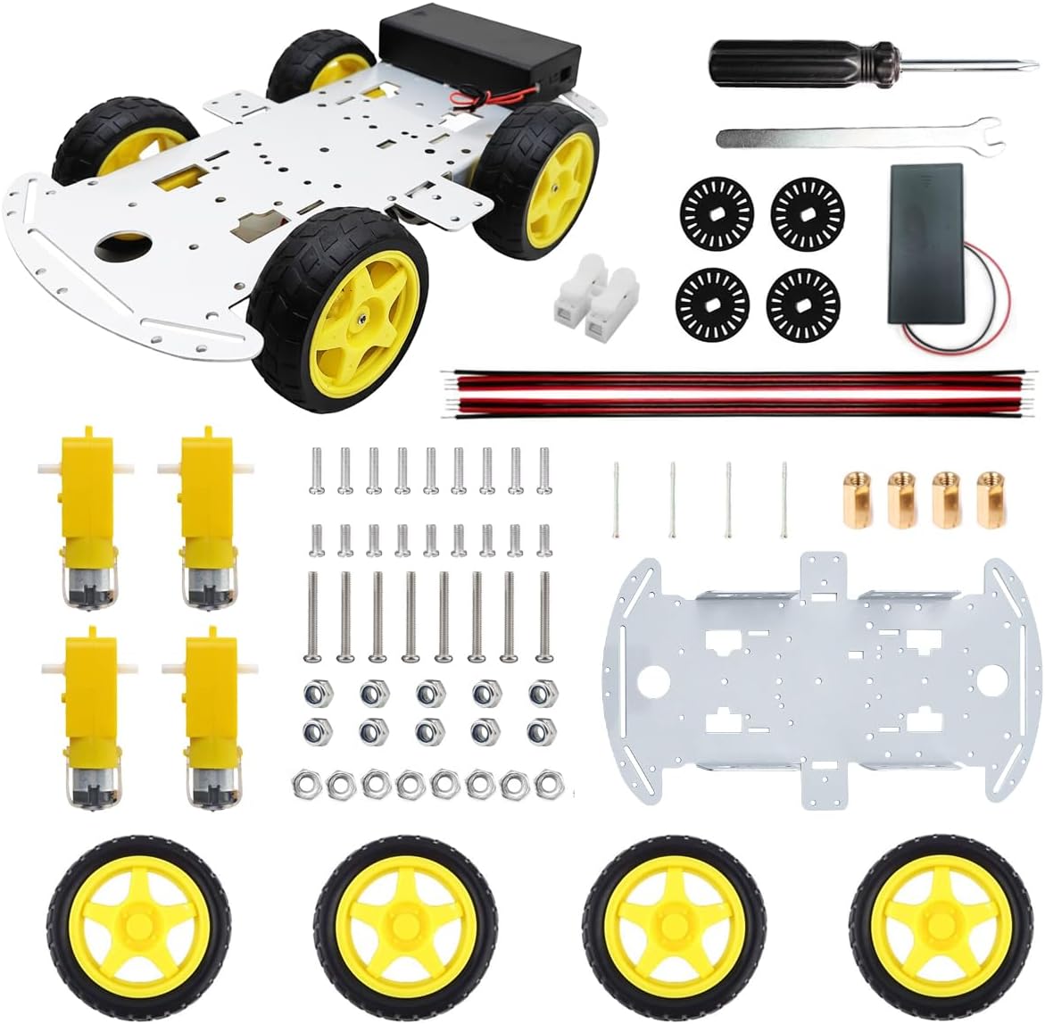 DIY Robot Smart Car Metal Chassis Kit 4WD Car Arduino Programming Kit with TT Motor Speed Encoder Learn