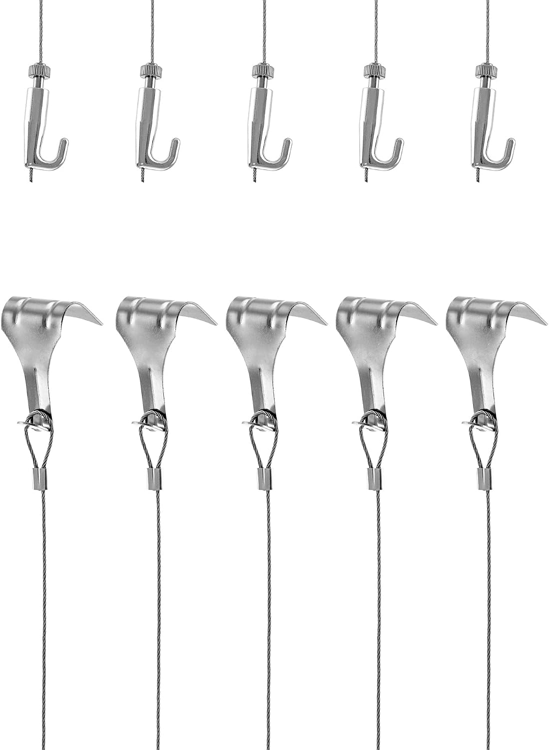 Picture Rail Hooks and Wire, 5 Set Molding Hooks Picture, Heavy Duty Stainless Steel S-Hook
