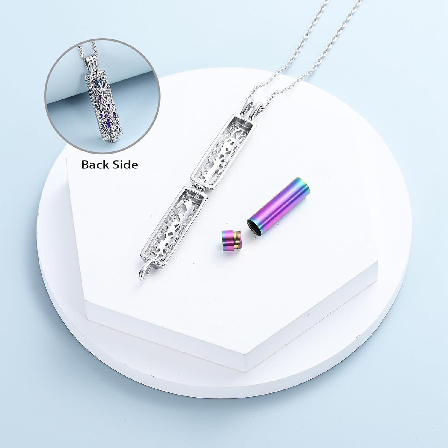 Cylinder Cremation Jewelry Tree of Life Urn Ashes Necklace for Women Men Vial Cremation Ash Pendant Loved One