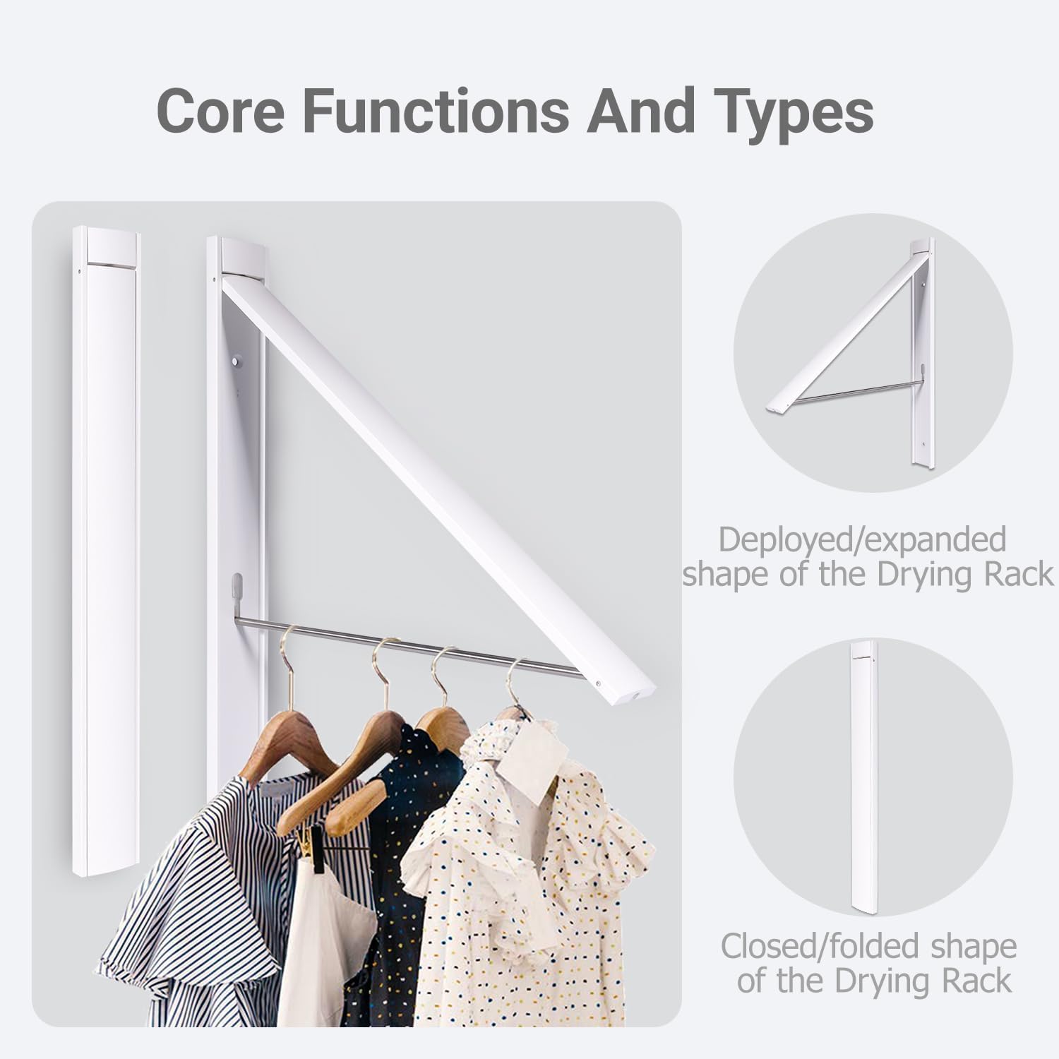 Clothes Drying Rack Folding Indoor,Laundry Room Organization,Wall Mounted Drying Racks for Laundry,Laundry Drying