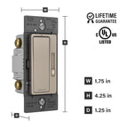 Legrand Radiant 450W LED Dimmer Light Switch 3-Way Rocker Nickel 1-Pack