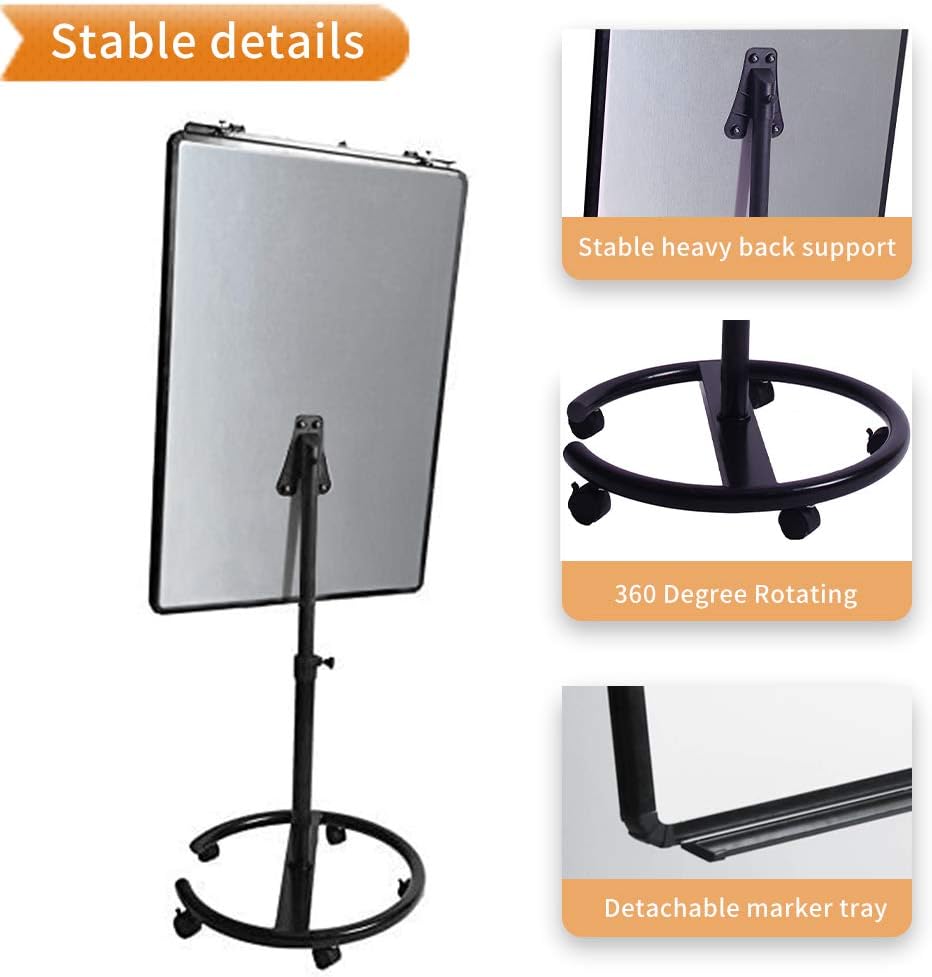 ECO Magnetic Mobile Whiteboard/Flipchart Easel, Black, 28 X 40 Inches