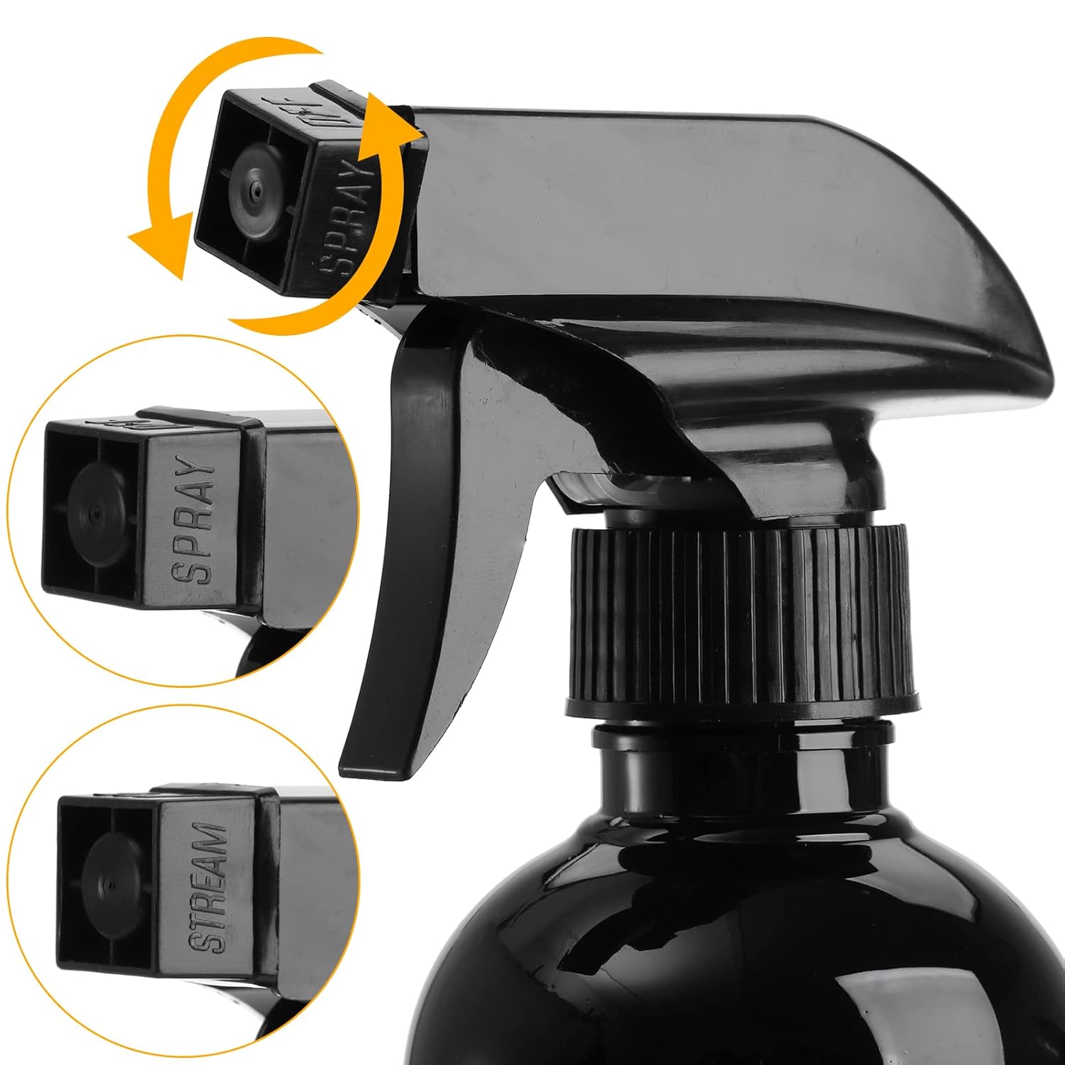 12 Pack Empty Spray Bottles, 16oz Plastic Durable Black Spraying Bottles with Mist and Stream Option, Leak-proof