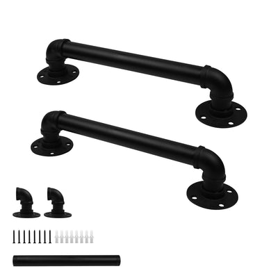 2 Pack 12 Inch Black Industrial Pipe Staircase Safety Handrails