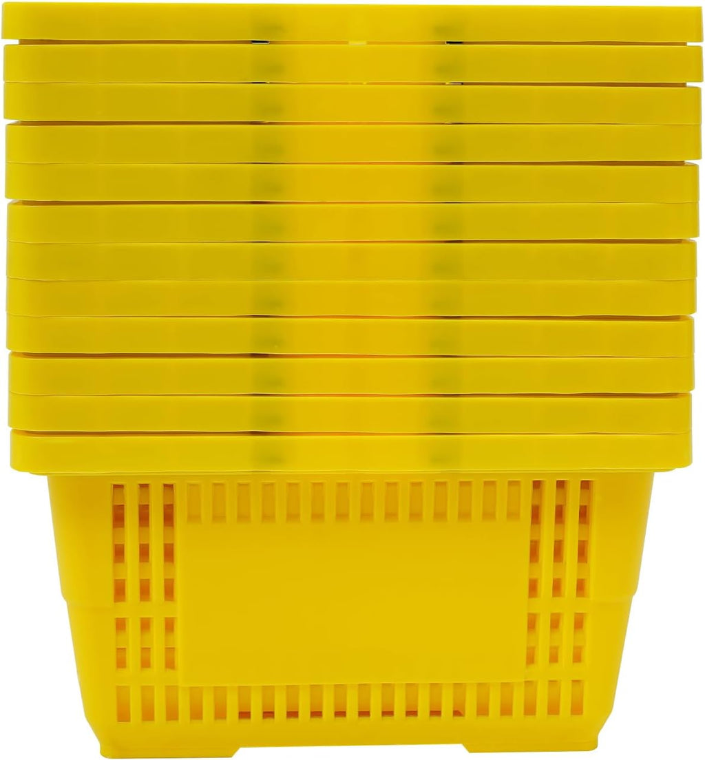 12PCS Shopping Baskets with Handles, 21L Plastic Grocery Basket for Retail Store, Supermarket, Grocery Shopping |17"