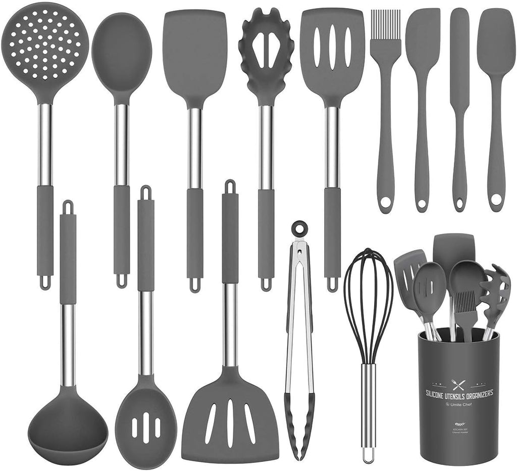 Stainless Steel Kitchen Cooking Utensil Set, Umite Chef 15 pcs Cooking Utensils - Nonstick Kitchen Utensils Cookware