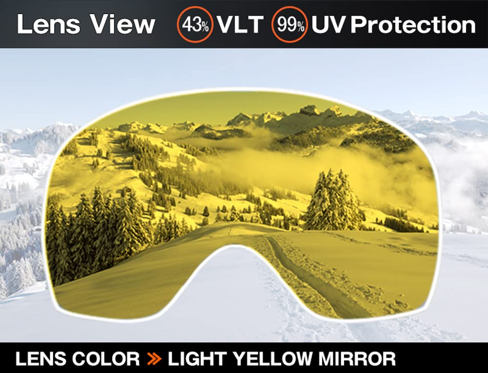 Compatible Replacement Lens for Oakley Canopy Snow Goggles Light Yellow Mirror