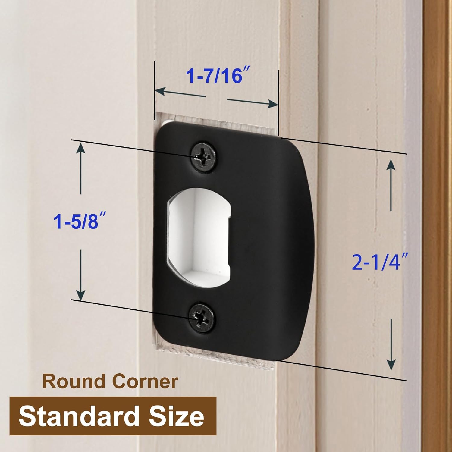 Standard Door Strike Plate with Spacer Shims, 2-1/4"H x 1-3/4"W | Reinforcement Kits Included, Deburred Edges for