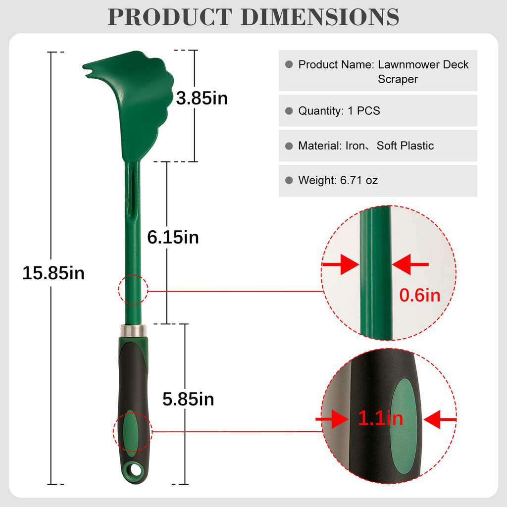 Kivan Base Mower Deck Scraper with Ergonomic Long Handle - Efficient Mower Deck Cleaning Tool for Lawnmower Maintenance(Green)
