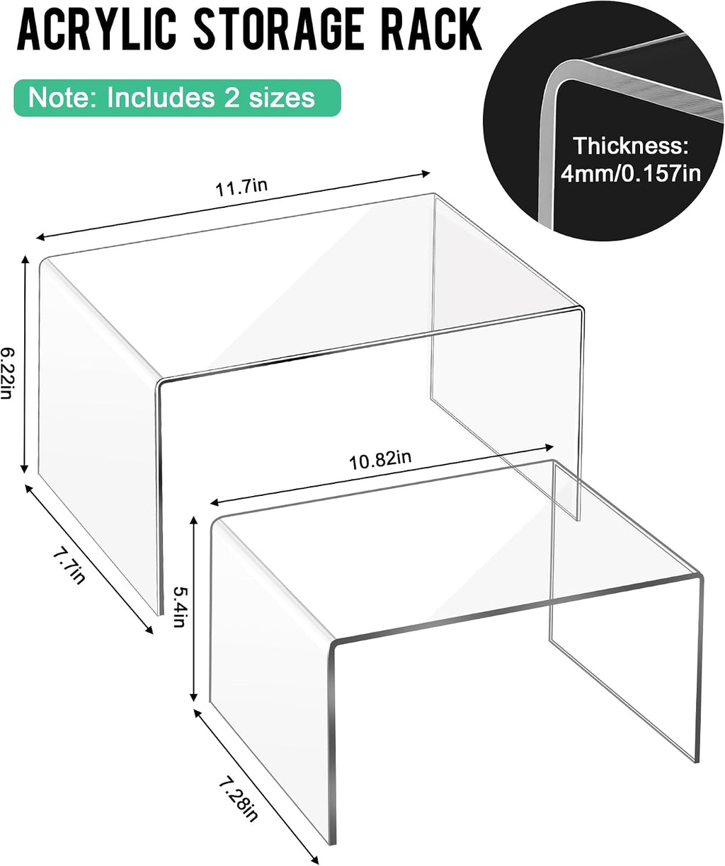 Acrylic Cabinet Organizer, Set of 2 Clear Shelf Organizer for Kitchen Pantry Organizers and Storage, Display Cabinet