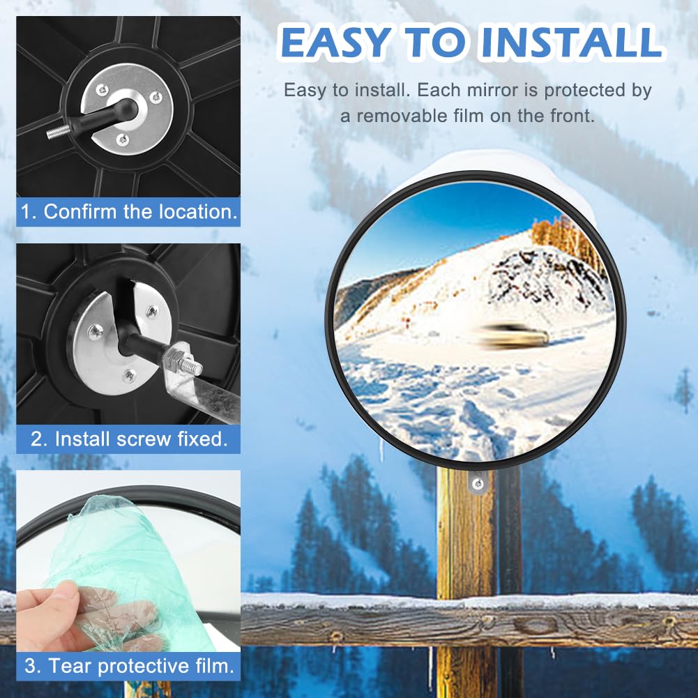 12" Acrylic Convex Mirror Convex Security Mirror, 12" Corner Security Blind Spot Mirrors, Traffic Garage Corner
