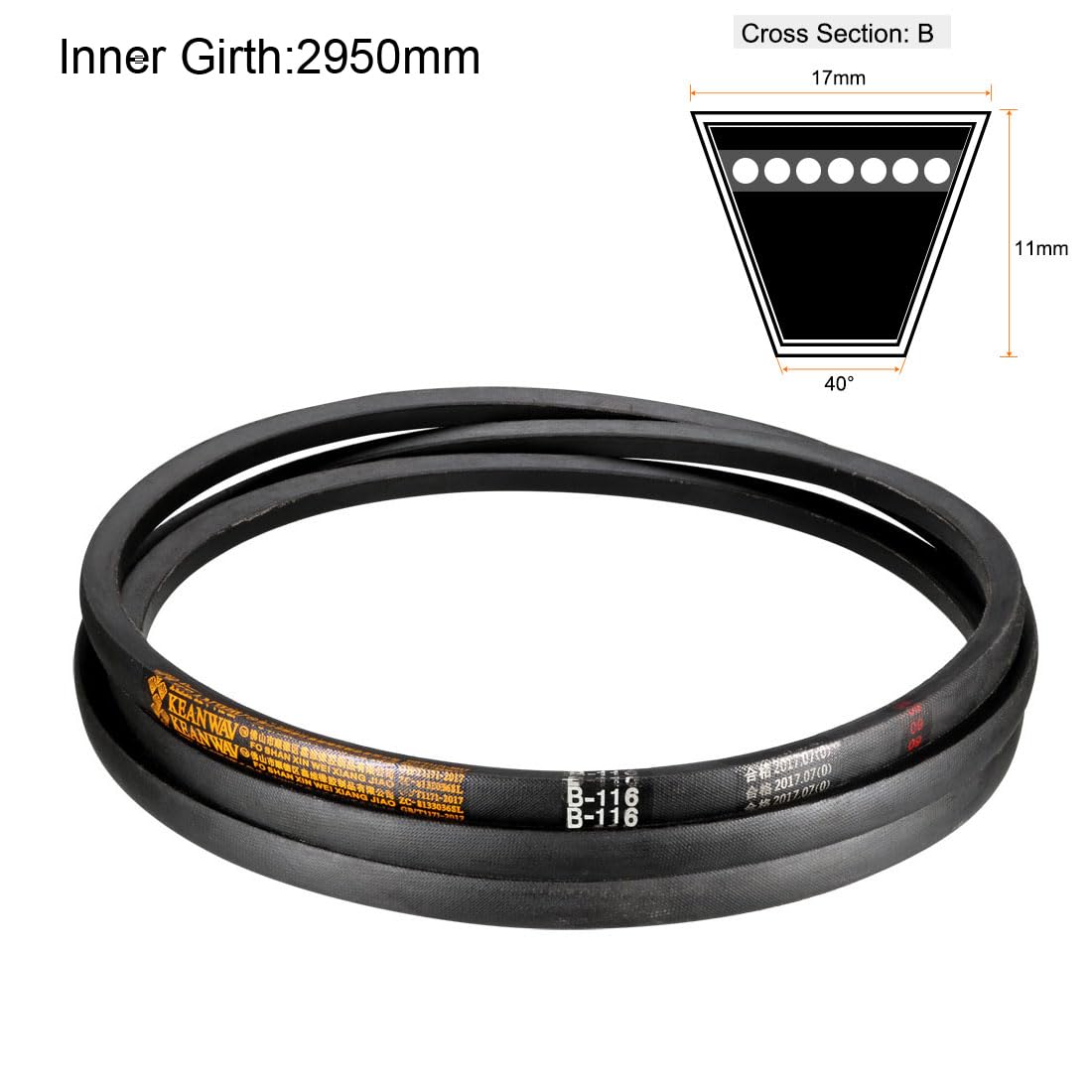 uxcell B-116 V-Belts 116" Inner Length, B-Section Rubber Drive Belt