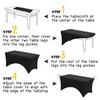 Table Cloth Black 4FT Spandex Stretch Covers for Rectangle Tablecloth