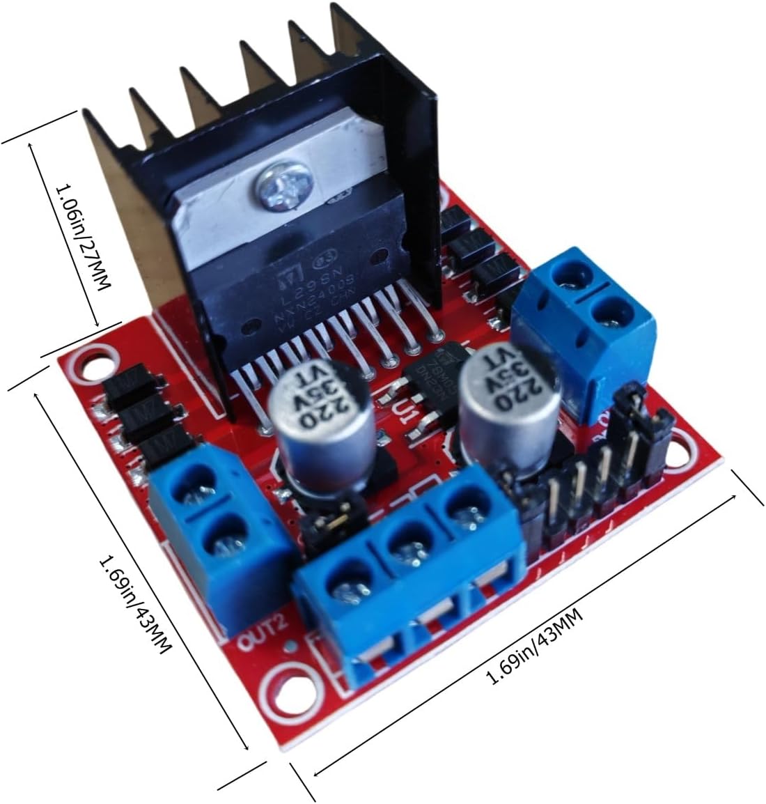 L298N Dual H-Bridge DC Motor Driver Module, Stepper Motor Controller Board
