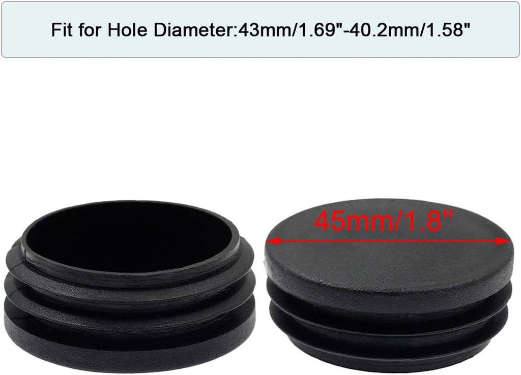24PCS 45mm (1 3/4 Inch) Round Black Plastic Plug End Cap