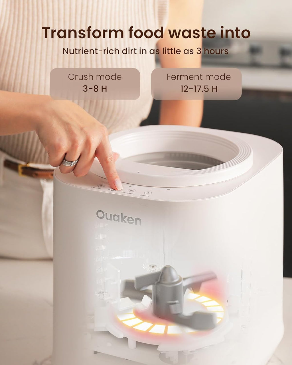 4L Electric Composter for Kitchen, Smart Countertop Compost Bin | Odorless | Low Noise | Auto Clean | Turn Food Waste