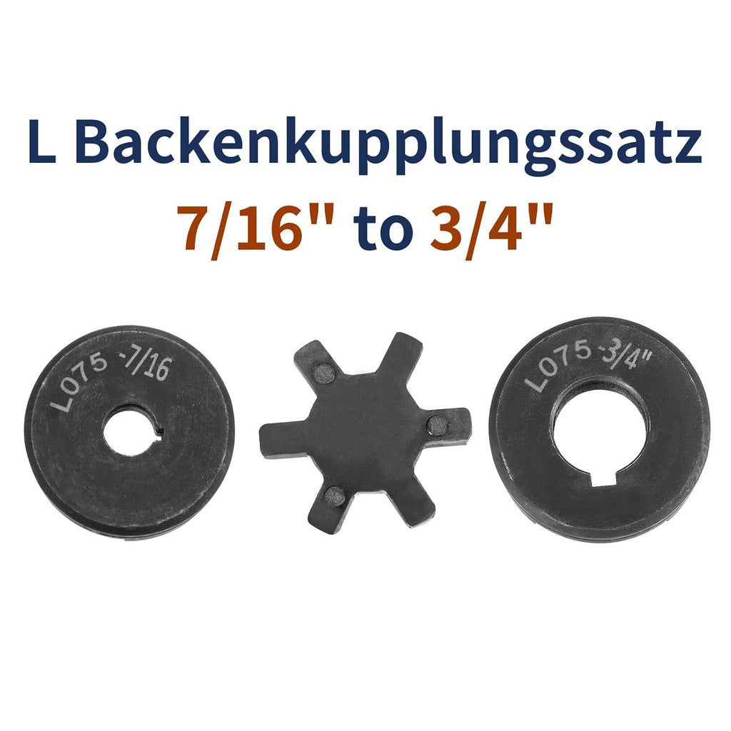 uxcell 7/16" to 3/4" L075 Flexible 3-Piece L-Jaw Coupling Coupler Set & Buna-N NBR Rubber Spider for Log Splitter Hybrid Equipment
