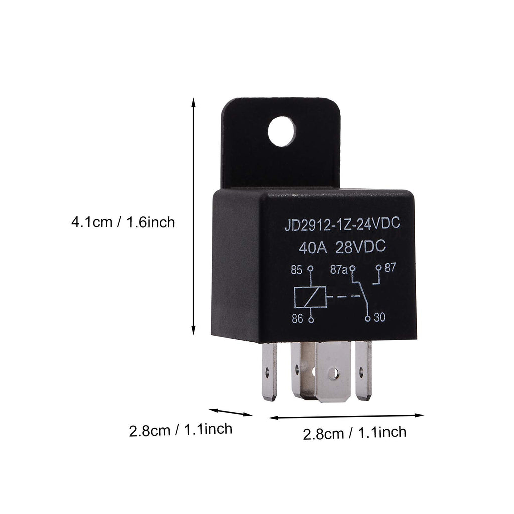 EHDIS Motor Relay 5 Pin 24V Coil 40amp Spdt Model No.: JD2912-1Z-24VDC 40A 28VDC, Contactor Relay Switch Power, Auto Switches & Starters, 5 Pack
