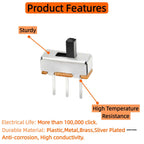 150PCS Micro Mini Slide Switch SPDT Toggle Switches 1p2t 2 Position 3 Pin Small Miniature Vertical Panel Mount Knob for Arduino PCB Breadboard Electronic Project - SS12D00G 3mm DC 50V 0.5A