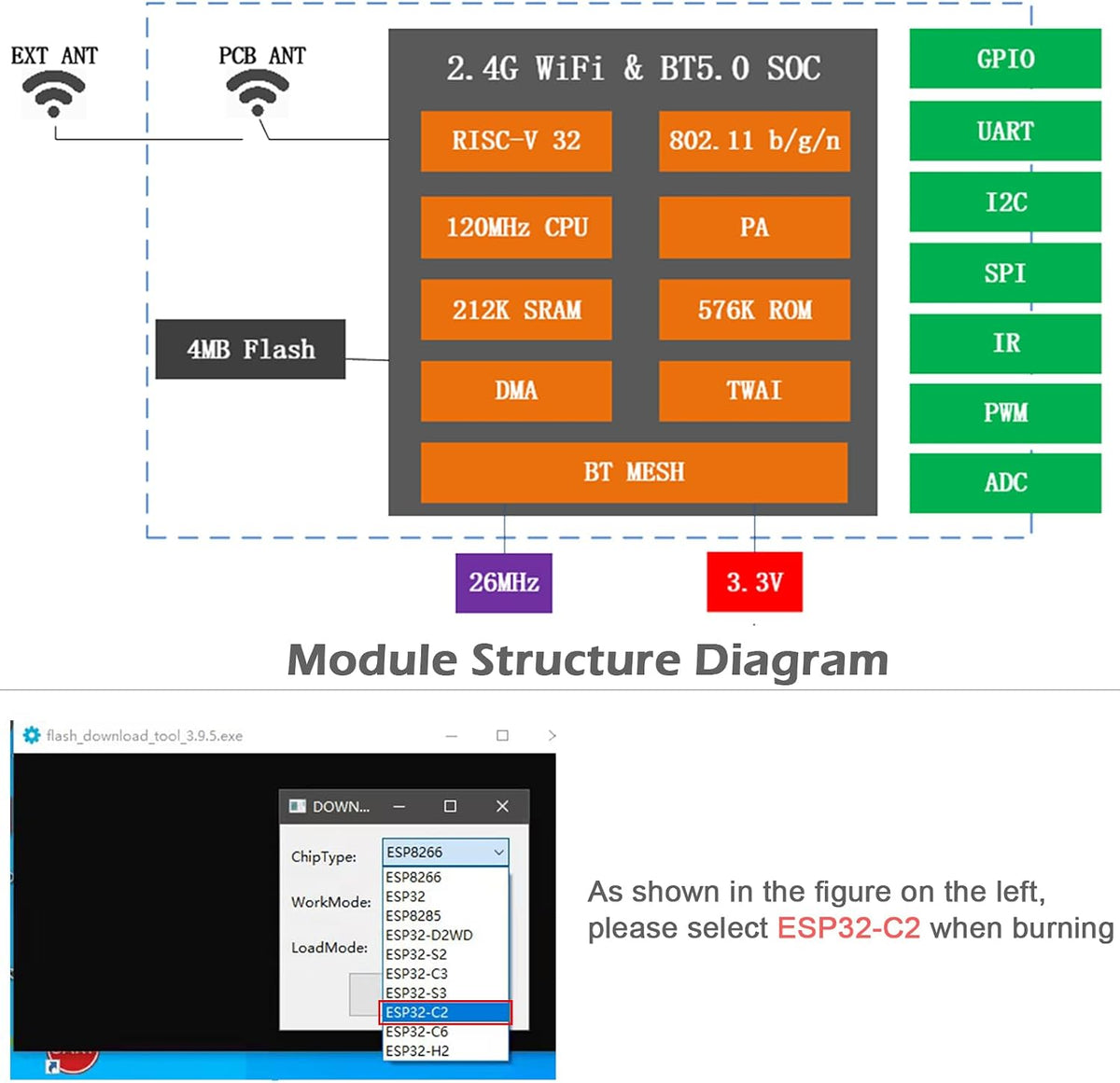 USB to ESP-01S Wireless Adapter Module CH340G Programmer + XH-C2X WiFi BT Module 4mb Flash ESP8684H4 Chip ESP 01S ESP-01S WiFi Module Updated Version