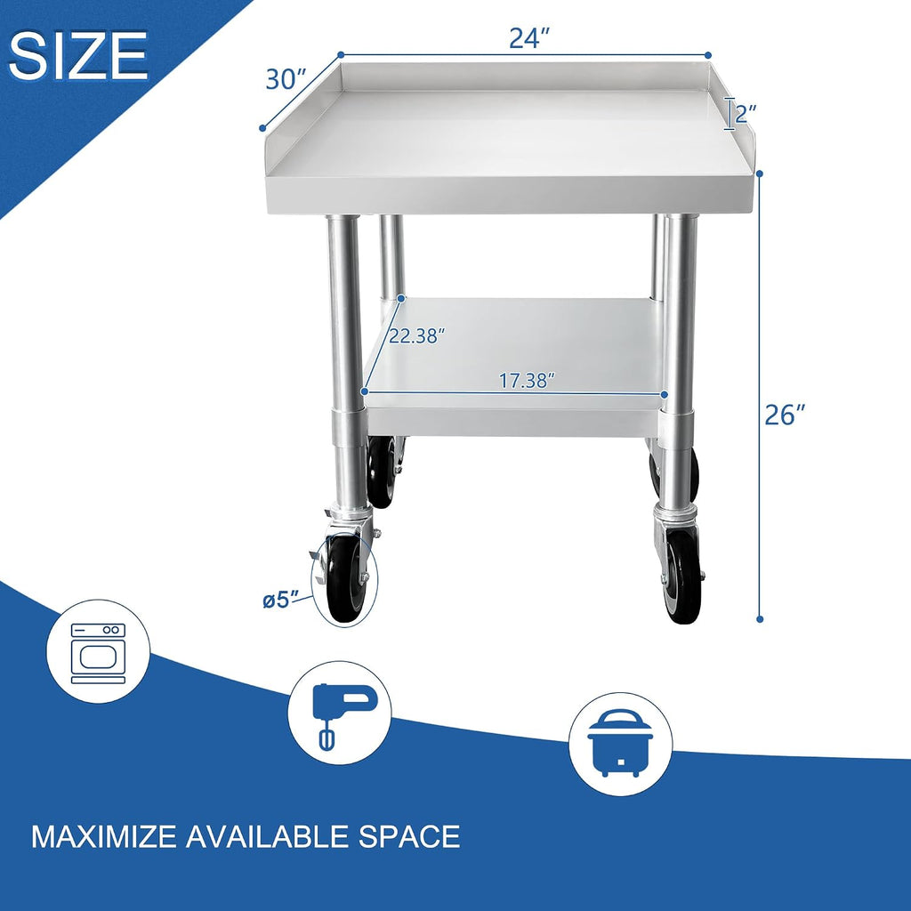 HARDURA Stainless Steel Equipment Stand with Casters 30"X24"