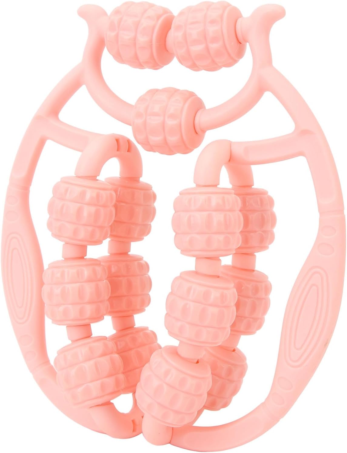 15-Wheel Pink Muscle Roller for Legs, Arms, Neck & Body – Handheld PP Massage Tool