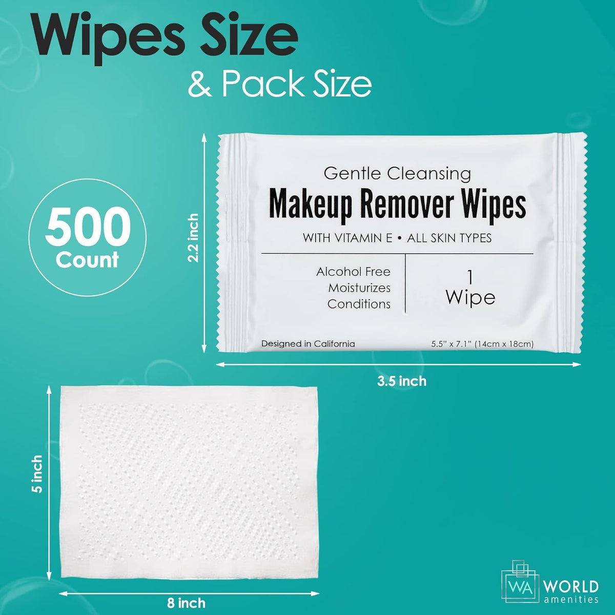 Individual Makeup Remover Wipes, 500 Individually Wrapped