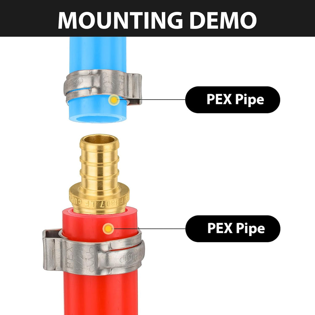 10 PCS Foskan PEX Crimp Fittings, 1" x 3/4" PEX Straight Coupling Adapter