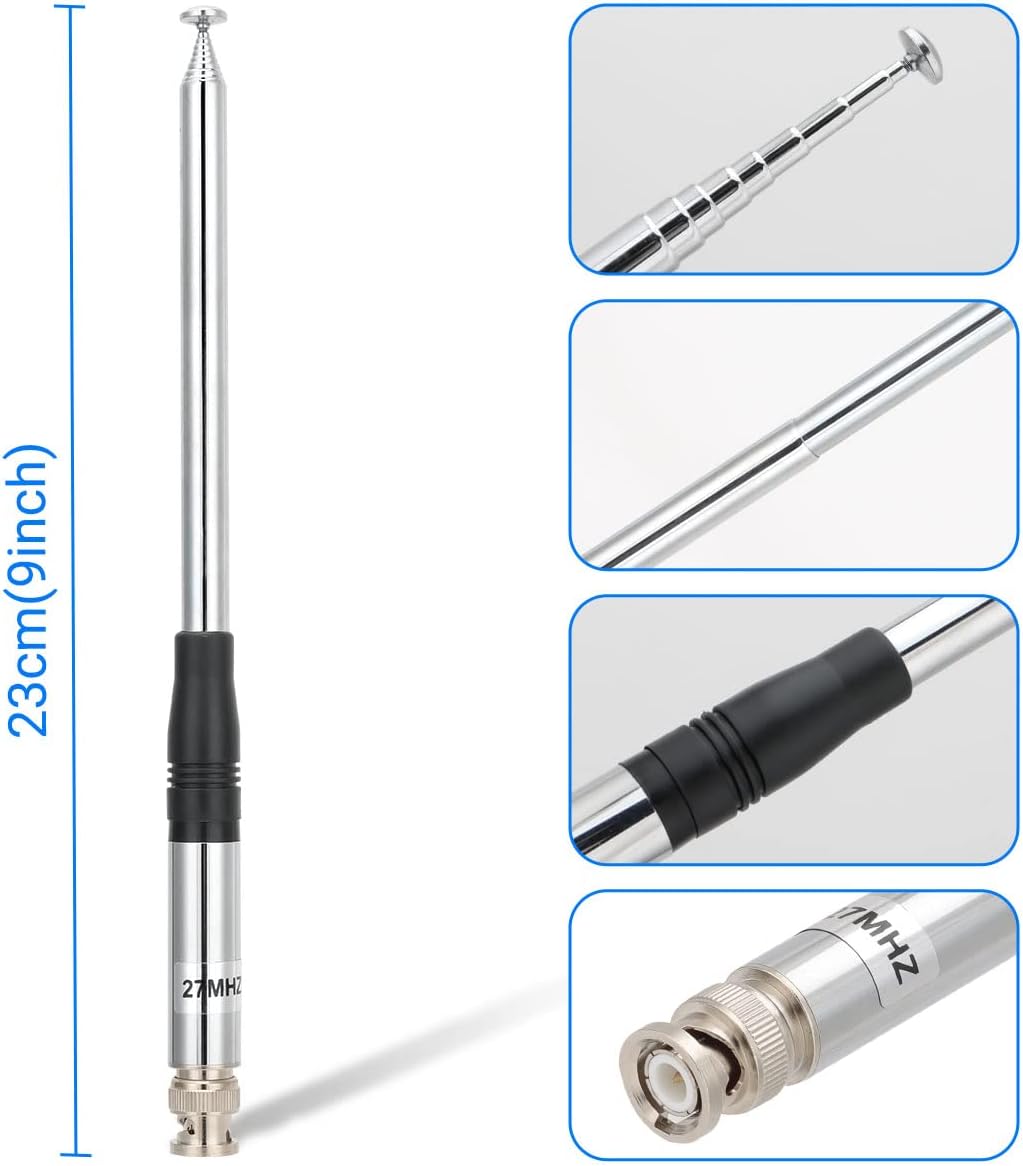 27Mhz CB Antenna 9-Inch to 51-inch Telescopic/Rod HT Antennas for Handheld CB Radio with BNC Connector Compatible