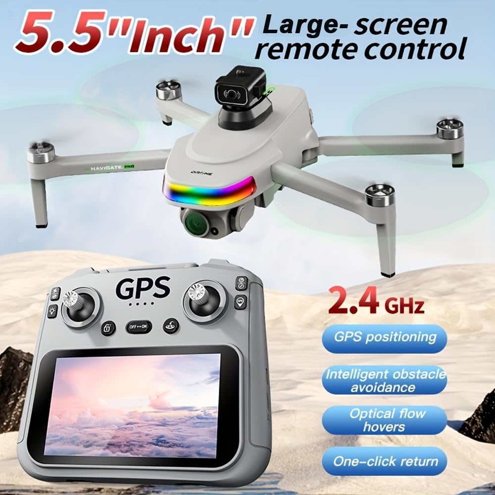 4K Drone with Camera GPS, Brushless Motor RC Quadcopter for Adults Beginner | 90° Adjustable Camera, Auto Return &