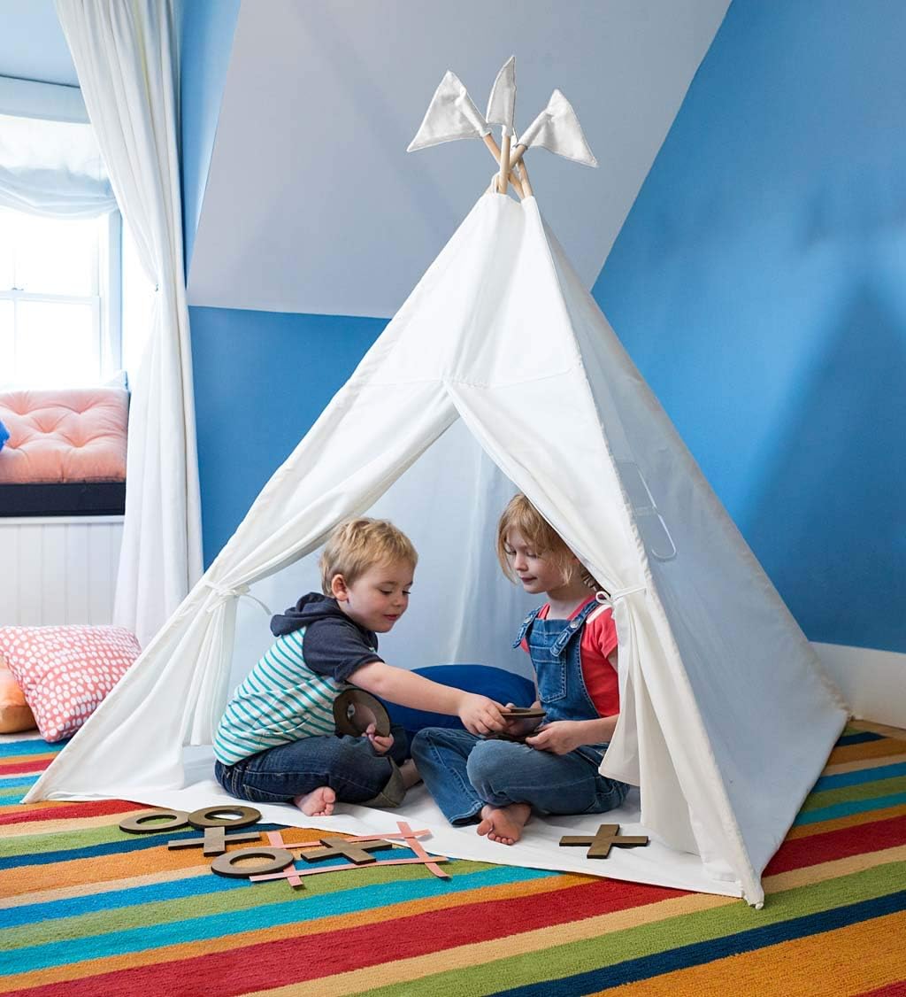 4' Light-Up Fabric Play Tent with Interior Light, Window, Door Closure with Tie-Backs, and Sewn-in Floor
