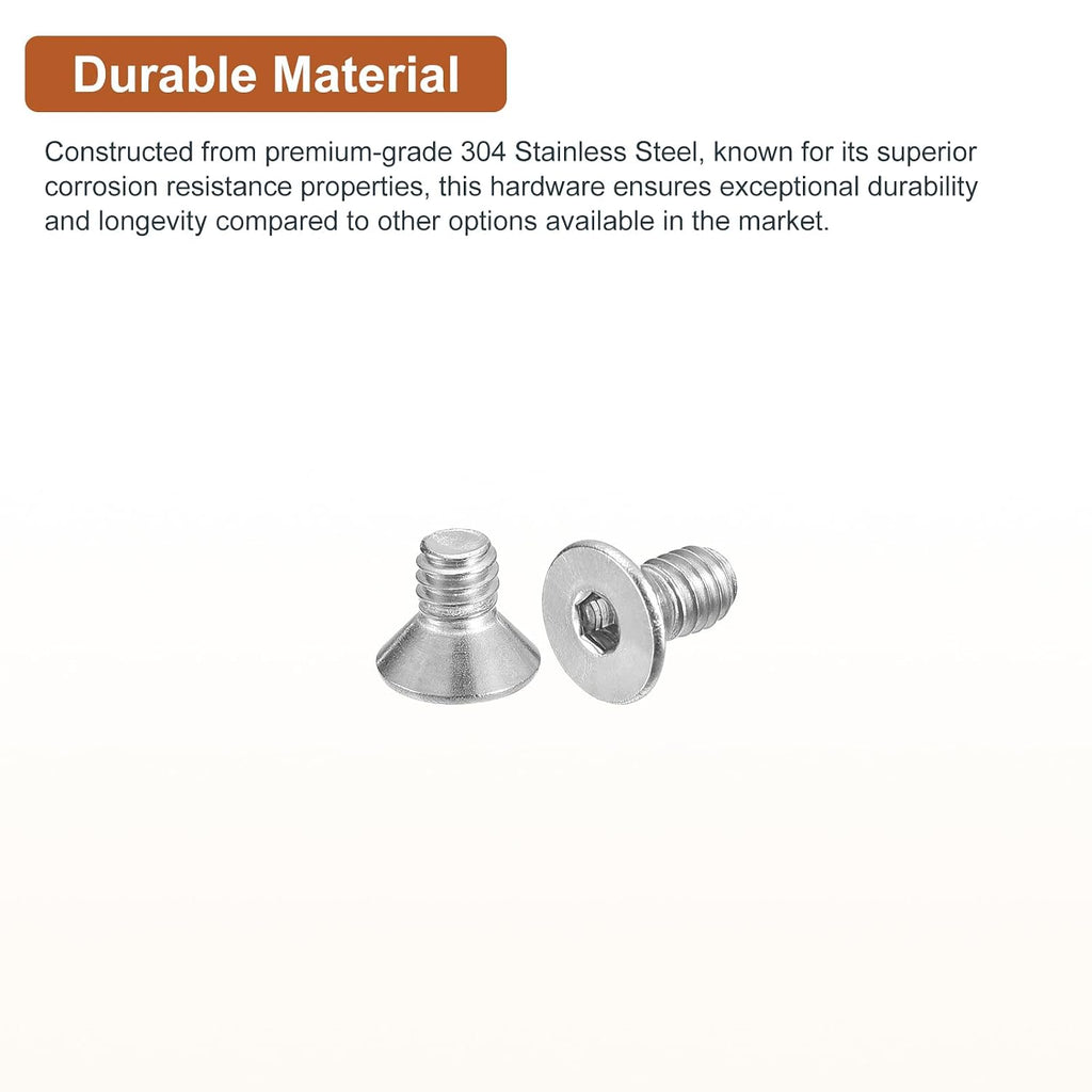 DTGN #8-32x1/4 Flat Head Socket Cap Screws 50Pack 304 SS Full Thread