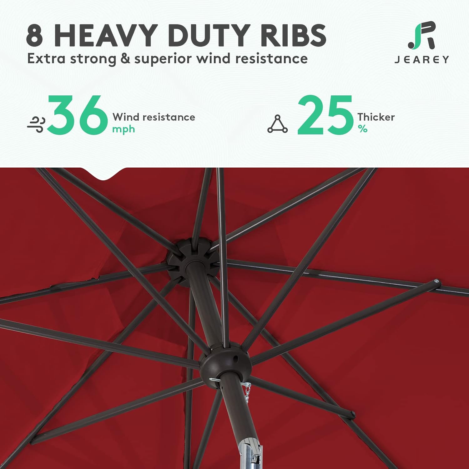 9FT Outdoor Patio Umbrella Outdoor Table Umbrella with Push Button Tilt and Crank, Market Umbrella 8 Sturdy Ribs UV