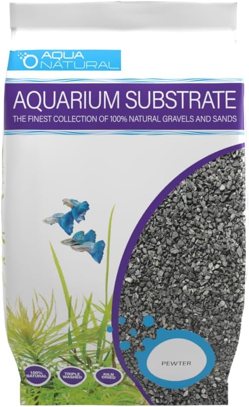 Aquarium Substrate, Pewter Black Gravel, 10lb
